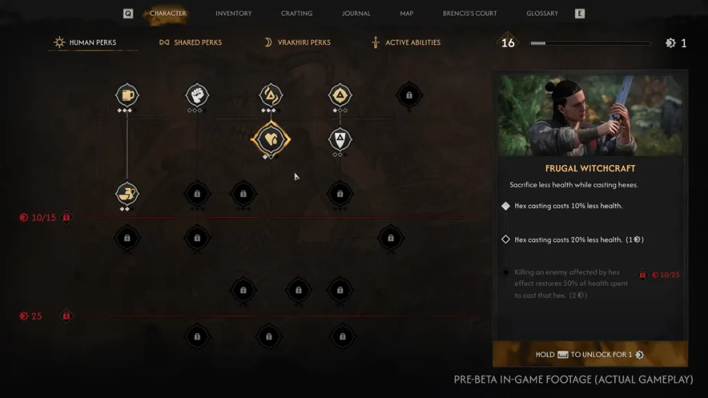 Árvore de habilidades em The Blood of Dawnwalker