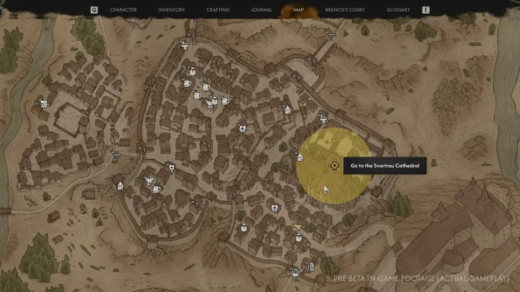 Mapa da cidade de Svartrau do jogo The Blood of Dawnwalker