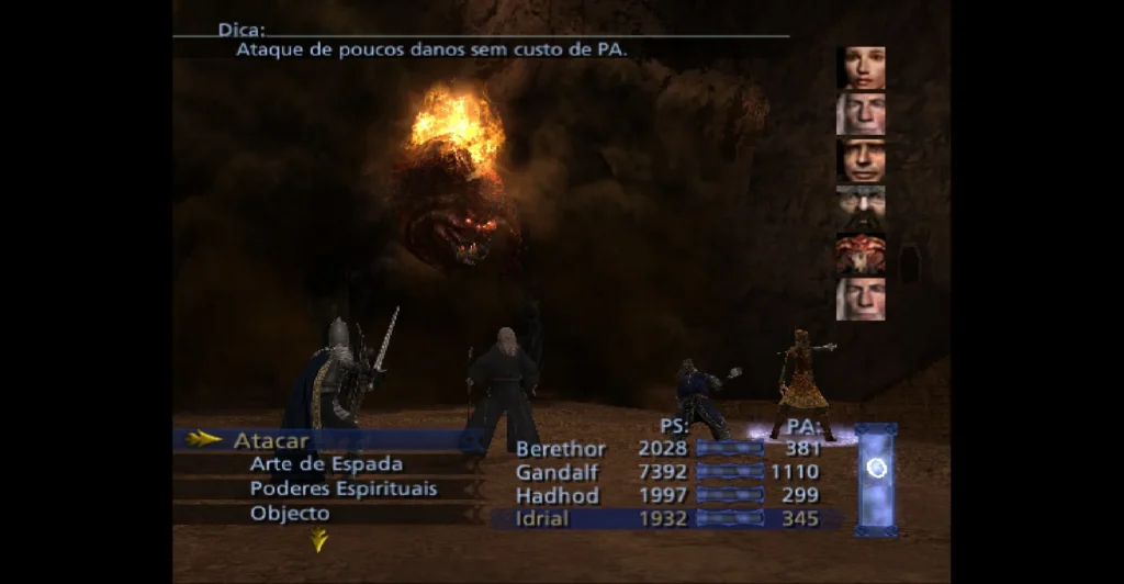 Luta contra o Balrog no jogo The Lord of The Rings: The Third Age