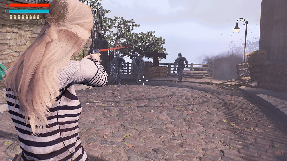 Elise combatendo seres sobrenaturais no jogo Broken Pieces