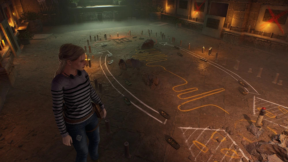 Elise do jogo Broken Pieces explorando um enigma